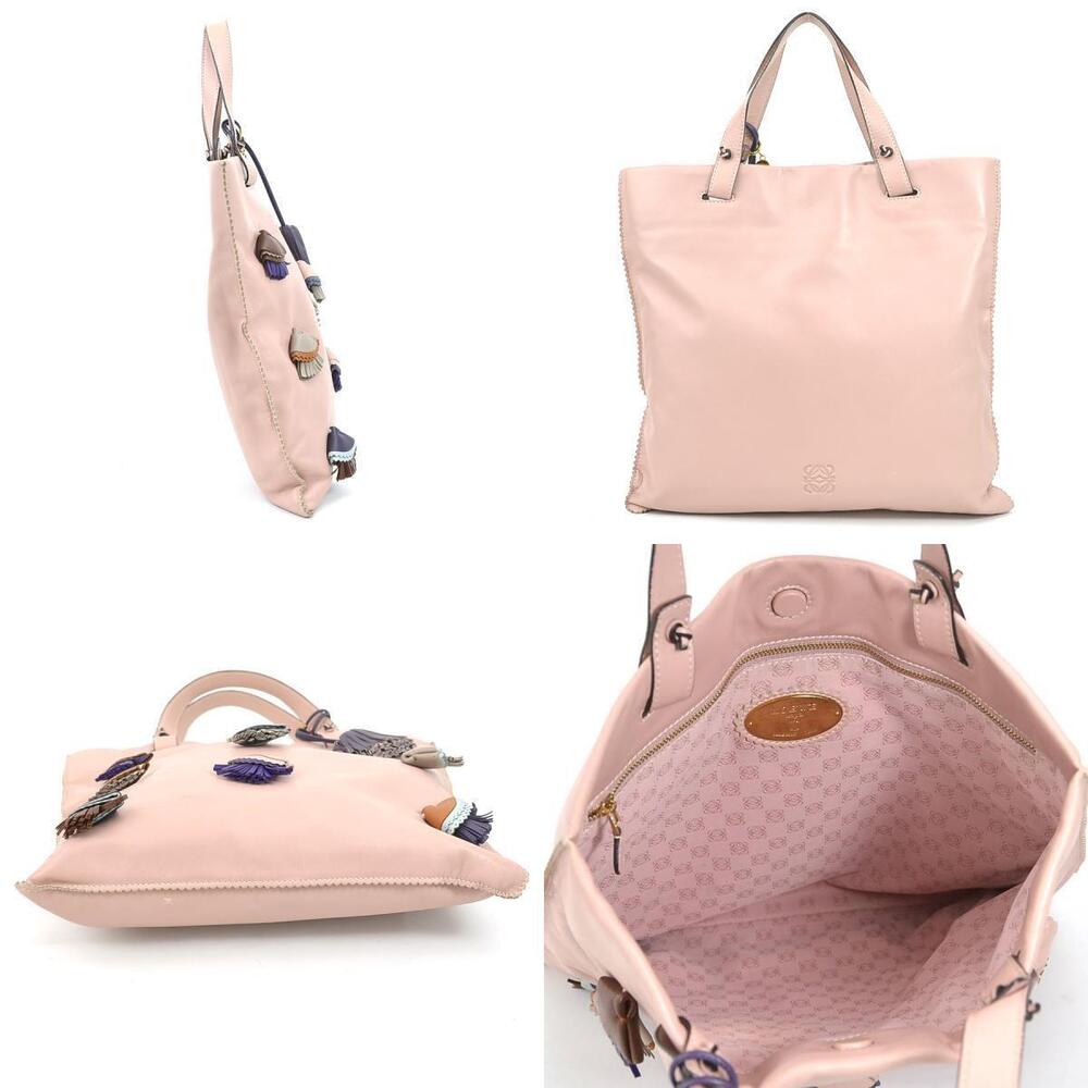 Loewe beige pink tassel leather handbag multicolor Tan Pink
